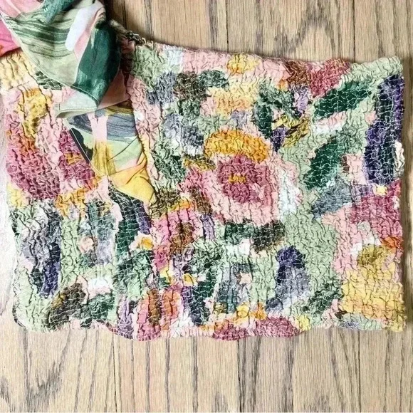 ZARA Women’s One Sided Puff Sleeve Smocked Floral Crop Top Size X-Small - Picture 5 of 10